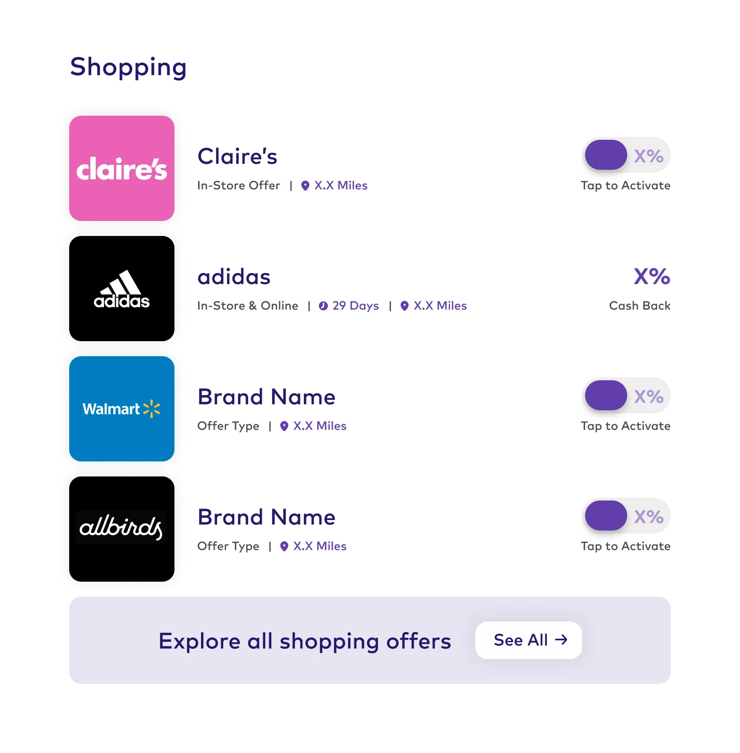 Curated shopping offers layout with a clear See All action